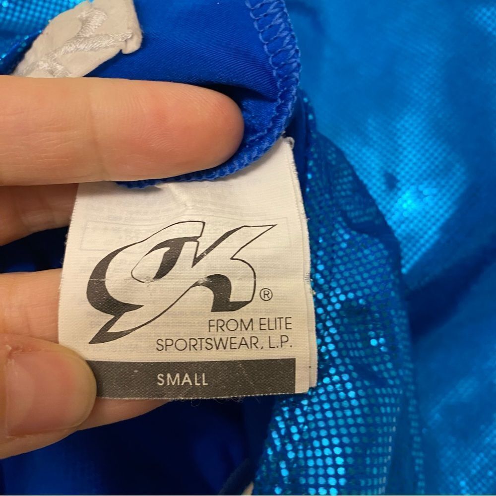 GK elite gymnastic competition leotard 3/4 long sleeve blue silver rhinestone SA - Picture 11 of 12